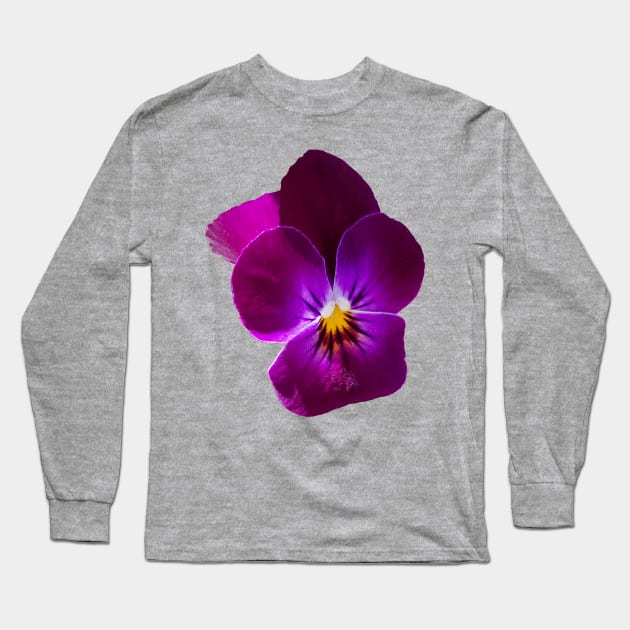 Purple Violet Flower Long Sleeve T-Shirt by ellenhenryflorals